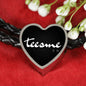 Teesme Co Heart Pendant Leather Braided Bracelet