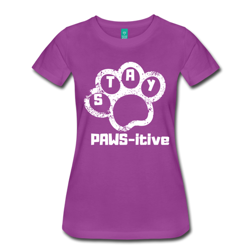 Stay PAWS-itive Women’s Premium T-Shirt - light purple