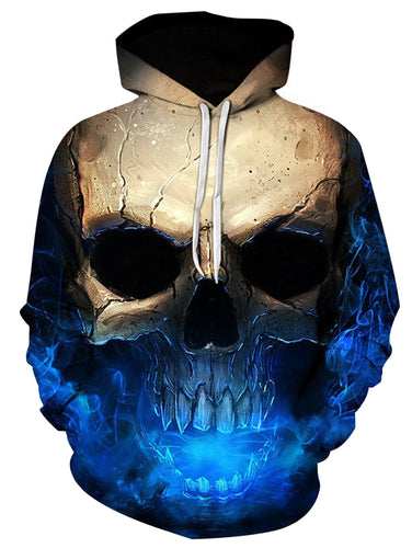 Blue Ray Skull Pullover Hoodie
