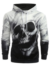 Load image into Gallery viewer, Black &amp; White Fitted Skull Pocket Hoodie