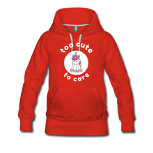Load image into Gallery viewer, MYSTICAL Unicorn Too Cute to Care Women’s Premium Hoodie - red