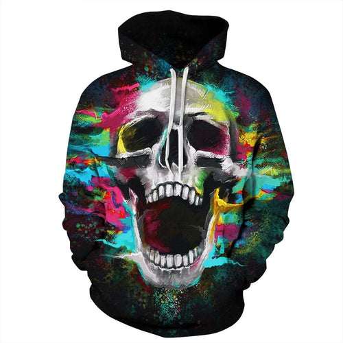 Rainbow Skull Watercolor Hoodie