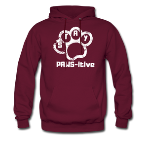 Stay PAWS-itive Unisex Hoodie - burgundy