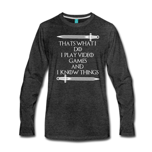 That's What I Do Gamer Men's Premium Long Sleeve T-Shirt - charcoal gray