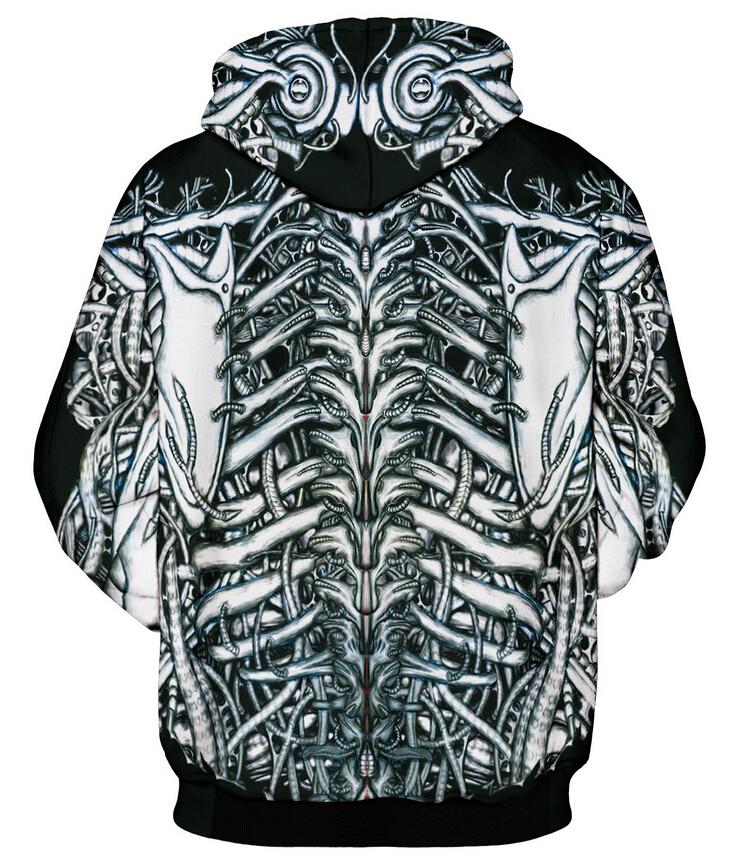 Skeleton Bones Graphic Print Hoodie Sweatshirt