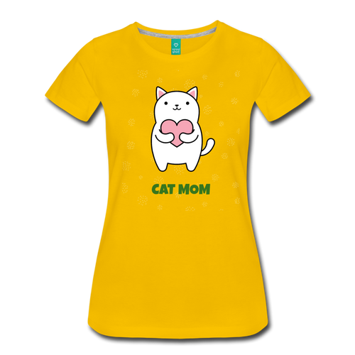 Cat Mom Women’s Premium T-Shirt - sun yellow