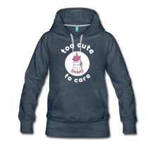 Load image into Gallery viewer, MYSTICAL Unicorn Too Cute to Care Women’s Premium Hoodie - heather denim