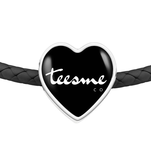 Teesme Co Heart Pendant Leather Braided Bracelet