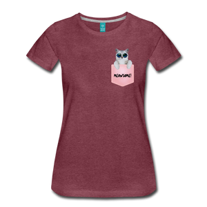 Pocket Kitty Women’s Premium T-Shirt - heather burgundy
