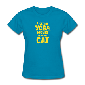 Yoga Cat Moves Women's T-Shirt - turquoise