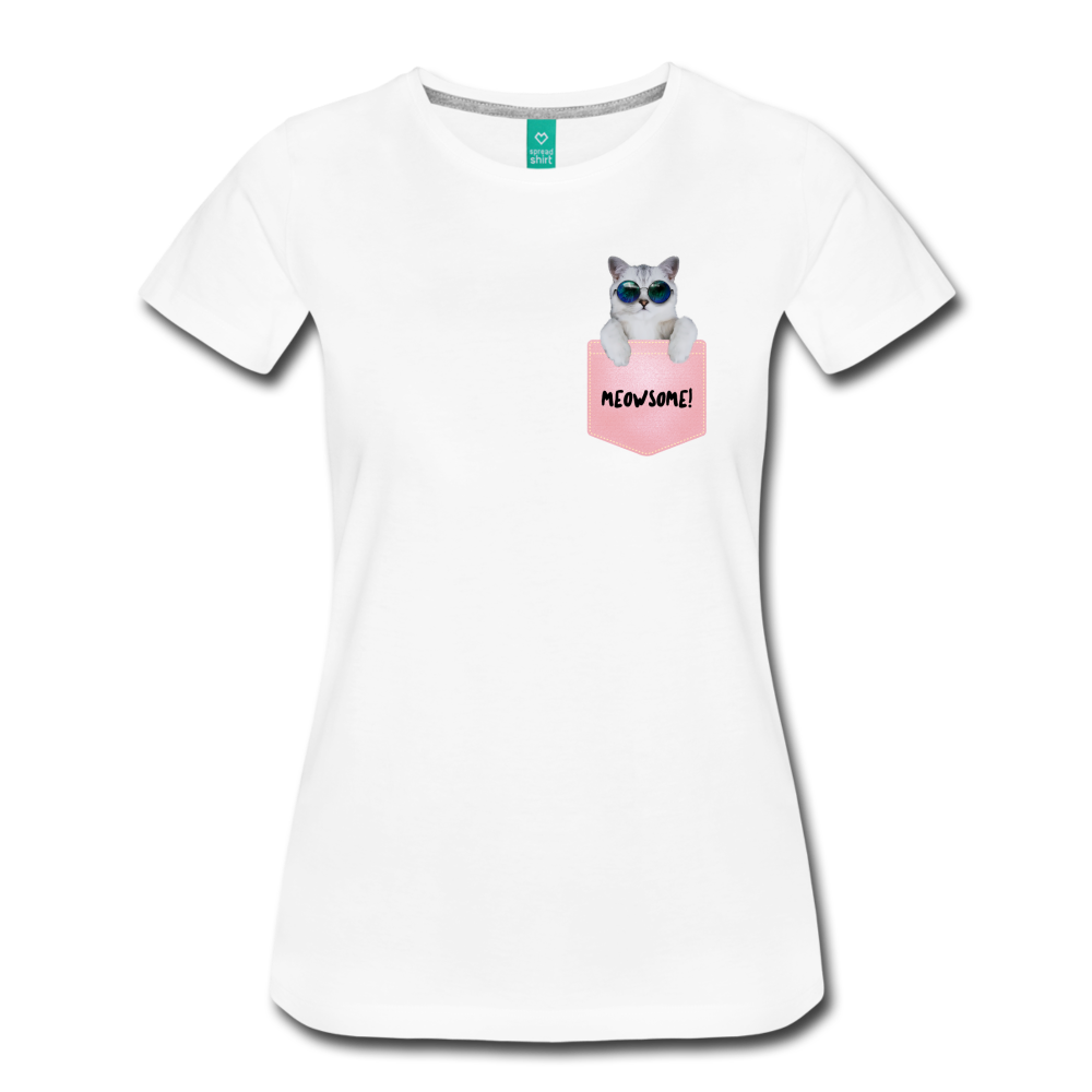 Pocket Kitty Women’s Premium T-Shirt - white