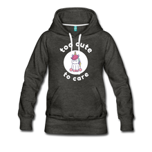 Load image into Gallery viewer, MYSTICAL Unicorn Too Cute to Care Women’s Premium Hoodie - charcoal gray
