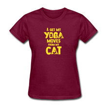 Load image into Gallery viewer, Yoga Cat Moves Women&#39;s T-Shirt - burgundy