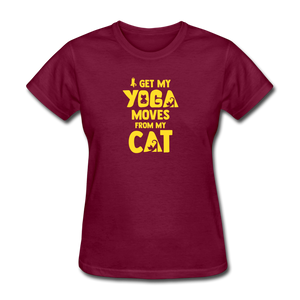 Yoga Cat Moves Women's T-Shirt - burgundy